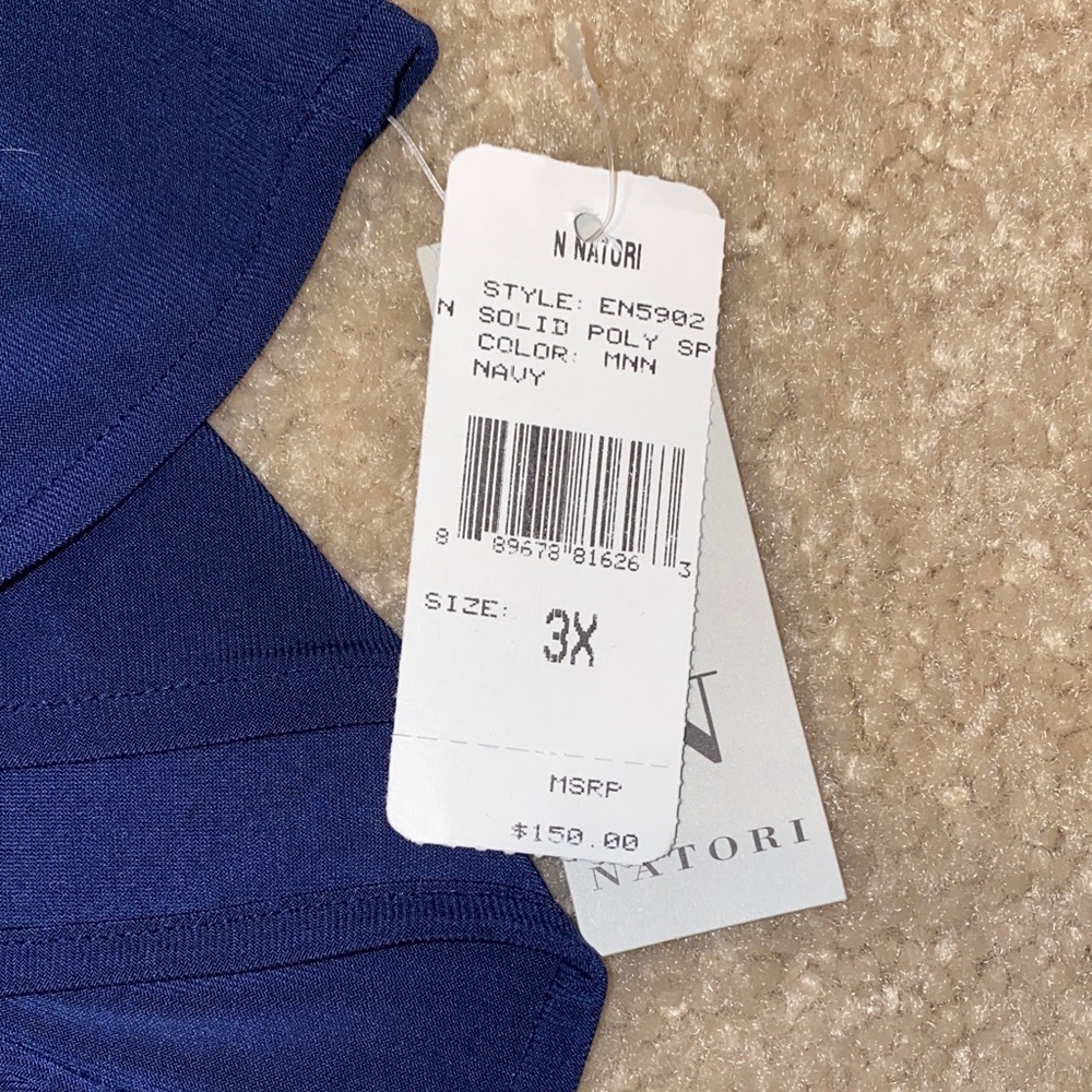Natori Dark Blue Top with Red and Green Embroidery - Picture 6 of 7